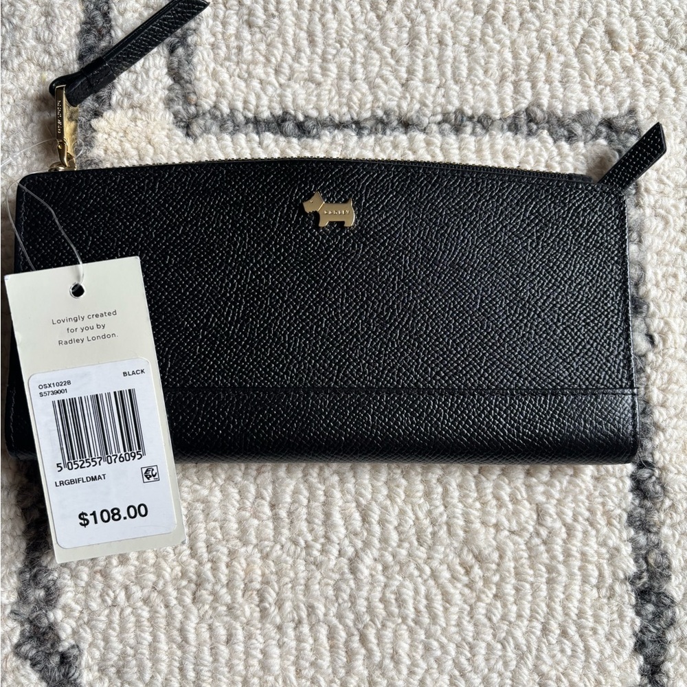 NWT $108 RADLEY Hempstead Black White Wallet